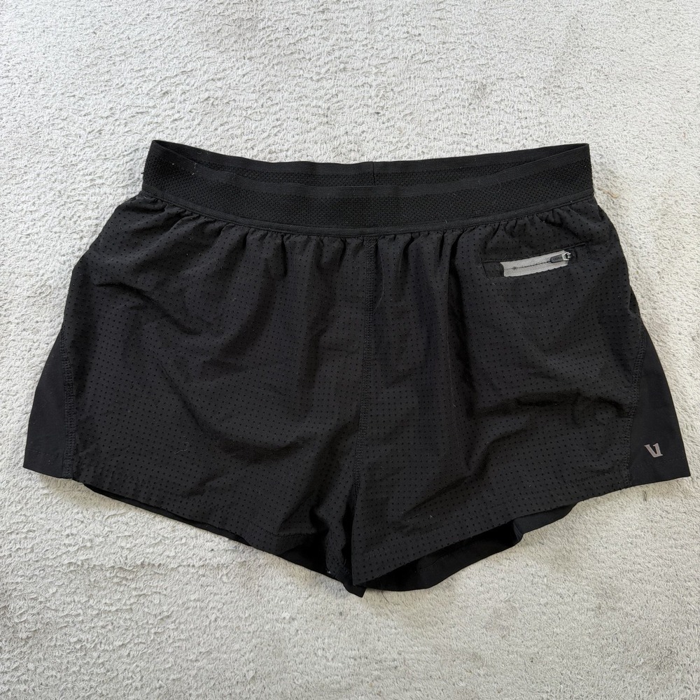 Vuori Dash Shorts Womens Medium Black Zip Pocket Active Running 2"